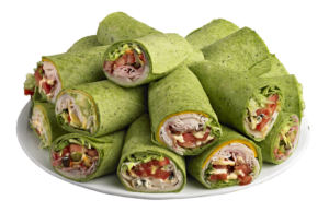 Which wich catering platter featuring spinach wrapped sandwiches